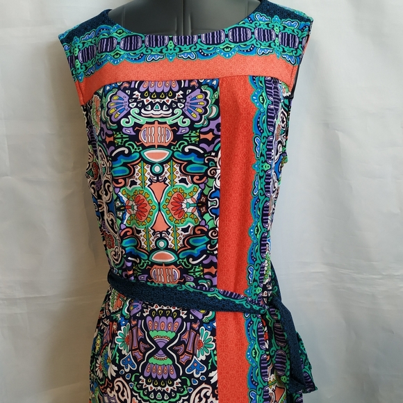 Premise Dress P L Tie Belt Faux Wrap knee party - Picture 5 of 12